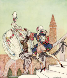 Kay Nielsen - 'Ah, Princess! - Surely you are not running away from me?' of the tale 'Minon-Minette' from ''In Powder and Crinoline'' (1913)