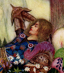 Detail from Thomas Mackenzie's 'Launcelot lay sleepin uner the Apple Tree' for ''Arthur and His Knights''