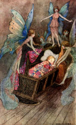 Warwick Goble - coloured Frontispiece from ''The Book of Fairy Poetry'' (1920)