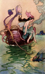 Warwick Goble - colour illustration for 'Fairies on the Sea-shore' from ''The Book of Fairy Poetry'' (1920)