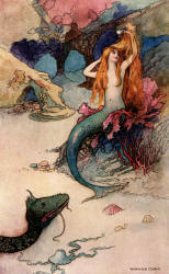 Warwick Goble - colour illustration for 'The Mermaid' from ''The Book of Fairy Poetry'' (1920)