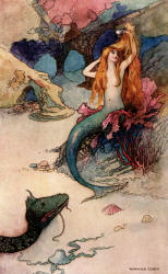 Warwick Goble - colour illustration for 'The Mermaid' from ''The Book of Fairy Poetry'' (1920)