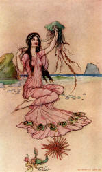 Warwick Goble - colour illustration for 'Lirope the Bright' from ''The Book of Fairy Poetry'' (1920)