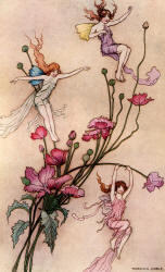 Warwick Goble - colour illustration for 'A Fairy Revel, before the coming of Guinevere' from ''The Book of Fairy Poetry'' (1920)
