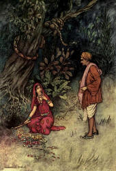 Warwick Goble - 'Husband, take up all this large quantity of gold and these precious stones' from ''Folk Tales of Bengal'' (1912)