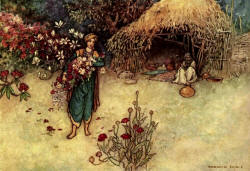 Warwick Goble - 'At dawn he used to cull flowers in the forest' from ''Folk Tales of Bengal'' (1912)