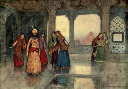 Warwick Goble - 'The six queens tried to comfort him' from ''Folk Tales of Bengal'' (1912)