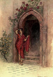 Warwick Goble - 'At the door of which stood a lady of exquisite beauty' from ''Folk Tales of Bengal'' (1912)