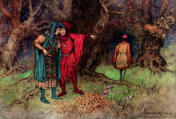 Warwick Goble - 'The three Revelers and the Gold' from ''The Complete Poetical Works of Geoffrey Chaucer'' (1912)