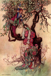 Warwick Goble - 'January helping May into the Tree' from ''The Complete Poetical Works of Geoffrey Chaucer'' (1912)