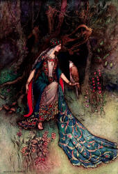 Warwick Goble - 'Canacee and the Falcon' from ''The Complete Poetical Works of Geoffrey Chaucer'' (1912)