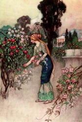 Warwick Goble - 'Emily in the Garden' from ''The Complete Poetical Works of Geoffrey Chaucer'' (1912)