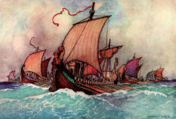 Warwick Goble - 'The Greek Fleet' from ''The Complete Poetical Works of Geoffrey Chaucer'' (1912)