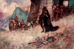 Warwick Goble - 'Criseyde leaving Troy' from ''The Complete Poetical Works of Geoffrey Chaucer'' (1912)