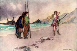 Warwick Goble - 'AEneas and Achates meeting Venus' from ''The Complete Poetical Works of Geoffrey Chaucer'' (1912)