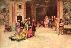 Warwick Goble - 'The King and the Princess receiving Pippo at Court' from ''Stories from the Pentamerone'' (1911)