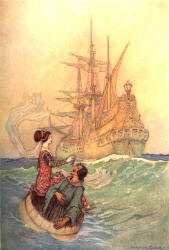 Warwick Goble - 'Vastolla and Peruonto approaching the Ship' from ''Stories from the Pentamerone'' (1911)