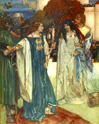William Russell Flint - 'And so all the people that were there present gave judgment that La Beale Isoud was the fairer lady and the better made ...' from ''Le Morte d'Arthur: The Book of King Arthur and his Noble Knights of the Round Table'' (1910-11)