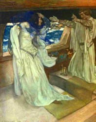 William Russell Flint - 'Thus it happed the love betwixt Sir Tristram and La Beale Isoud, the which love never departed the days of their life ...' from ''Le Morte d'Arthur: The Book of King Arthur and his Noble Knights of the Round Table'' (1910-11)