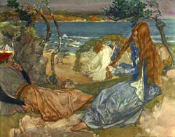 William Russell Flint - 'By a well he saw Segwarides and a damosel' from ''Le Morte d'Arthur: The Book of King Arthur and his Noble Knights of the Round Table'' (1910-11)