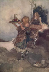 William Russell Flint - 'Enter the 'Daughters of the Plough', bearing Luncheon' for 'Princess Ida; or, Castle Adament' from ''Savoy Operas'' (1909)