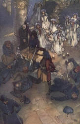 William Russell Flint - 'A Struggle ensued between Pirates and Police' for 'The Pirates of Penzance; or, The Slave of Duty' from ''Savoy Operas'' (1909)