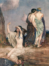William Russell Flint - 'The herdsman bore off Helen, upon a time, and carried her to Ida, sore sorrow to noe' from ''Theocritus, Bion and Moschus'' (1922)