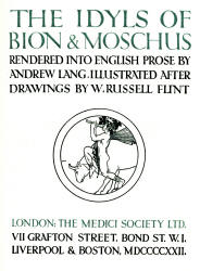 Title Page for Volume II of ''Theocritus, Bion and Moschus'' (1922), illustrated by William Russll Flint