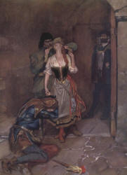 William Russell Flint - 'Wilfred binds Elsie's Eyes with a Kerchief' for 'Princess Ida; or, Castle Adament' from ''Savoy Operas'' (1909)