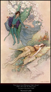 Fine Art Poster sample showing a colour illustration from Warwick Goble for ''The Book of Fairy Poetry'' (1920