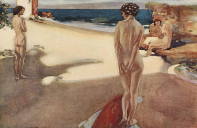 William Russell Flint - ''Bathers at a Mediterranean Beach''